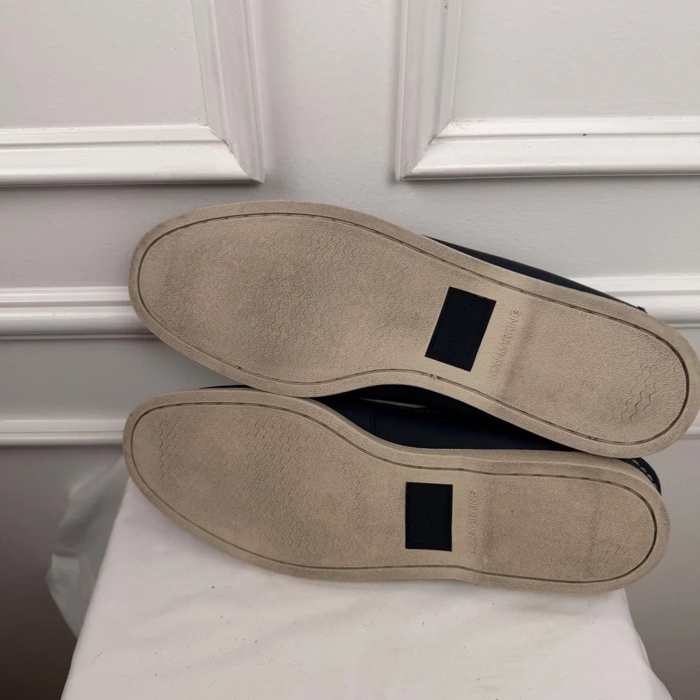 Tommy Hilfiger Mens TMBOWMAN Navy Blue Leather Boat Shoes Nautical Loafers 12